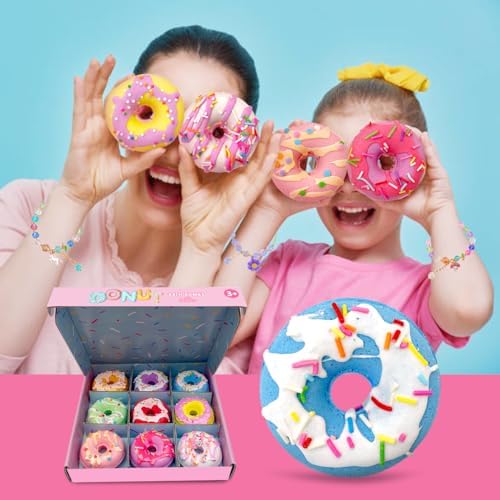 Donut Bath Bombs for Girls, 4oz/Pack of 9 Bath Bombs for Kids with Surprise Inside, Kids Bath Bombs with Jewelry Inside, Bath Bombs for Girl's Birthday Party Favor, Spa Day Gift - Image 3