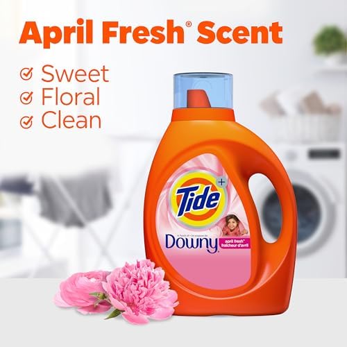 Tide Plus A Touch of Downy Liquid Laundry Detergent, April Fresh, 84 fl oz, 59 loads, HE Compatible - Image 6