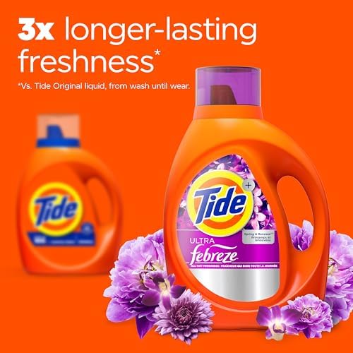 Tide Plus Febreze Freshness HE Turbo Clean Liquid Laundry Detergent, Spring & Renewal Scent, 84 fl oz, 59 loads - Image 4