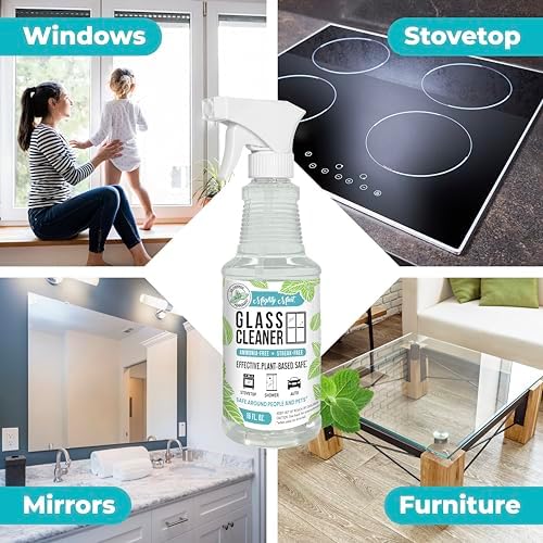 Mighty Mint Glass Cleaner, Non-Toxic, Ammonia-Free, Streak-Free Spray for Windows, Screens, Stovetop, Bathroom, Natural Peppermint Scent, 16oz - Image 2