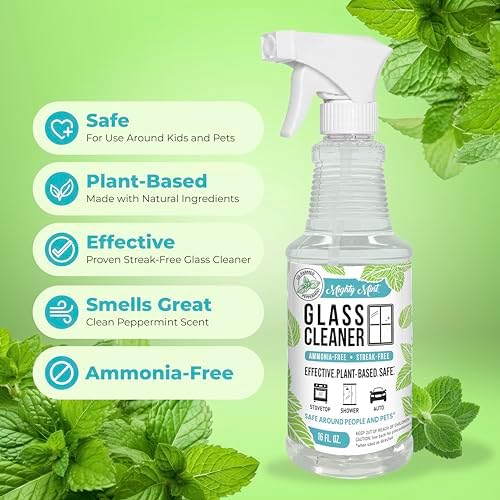 Mighty Mint Glass Cleaner, Non-Toxic, Ammonia-Free, Streak-Free Spray for Windows, Screens, Stovetop, Bathroom, Natural Peppermint Scent, 16oz - Image 6