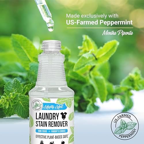 Mighty Mint Laundry Stain Remover, Parent’s Choice Non-Toxic Spray for Stains from Food, Drink, Grease, Natural Peppermint Scent, 16oz - Image 5