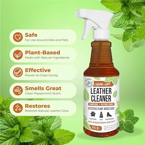 Mighty Mint Leather Cleaner and Conditioner, Plant-Based, Hydrating Spray to Clean and Protect Leather Items, Natural Peppermint Scent, 16oz - Image 6