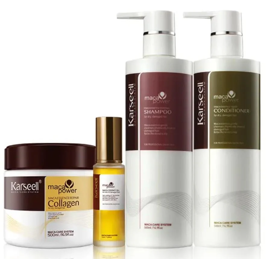Karseell Hair Repair Set with Shampoo, Conditioner, and Maca Collagen Mask Plus Argan Oil for Dry Damaged Hair (52.39 fl oz), Multipack