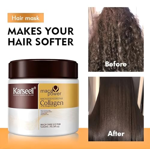 Karseell Hair Repair Set with Shampoo, Conditioner, and Maca Collagen Mask Plus Argan Oil for Dry Damaged Hair (52.39 fl oz), Multipack - Image 5