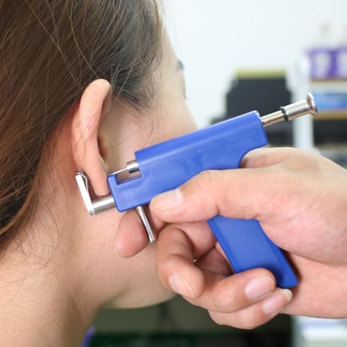 Ear piercing gun kit Reusable professional ear piercing gun kit, 24 surgical grade anti-sensitive piercing earrings, 10 cubic zirconia fashion earrings, 24 alcohol cotton sheets (silver) - Image 4