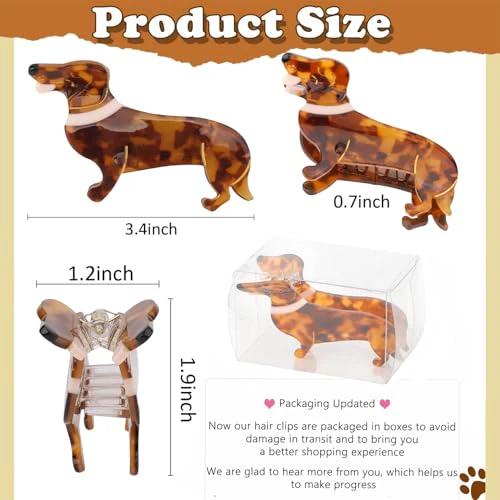 Dachshund Gifts for Women, Acetate Animal Dachshund Dog Hair Clips for Puppy Lovers, Valentines Day Gifts for Her Cute Pet Hair Accessories Stocking Stuffers for Christmas, NewYear, Birthday - Image 3