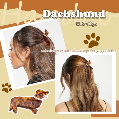 Dachshund Gifts for Women, Acetate Animal Dachshund Dog Hair Clips for Puppy Lovers, Valentines Day Gifts for Her Cute Pet Hair Accessories Stocking Stuffers for Christmas, NewYear, Birthday - Image 4