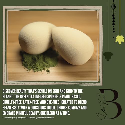 Green Tea Beauty Sponge - Plant-Based, Eco-Friendly, Cruelty-Free, Dye-Free & Latex-Free Blender, Biodegradable & Vegan Makeup Sponge, Makeup Blender, Perfect for Liquid & Powder (1 Count) - Image 3