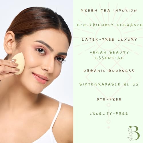 Green Tea Beauty Sponge - Plant-Based, Eco-Friendly, Cruelty-Free, Dye-Free & Latex-Free Blender, Biodegradable & Vegan Makeup Sponge, Makeup Blender, Perfect for Liquid & Powder (1 Count) - Image 5