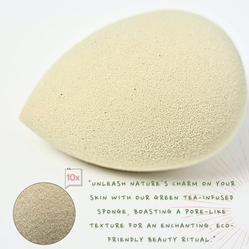Green Tea Beauty Sponge - Plant-Based, Eco-Friendly, Cruelty-Free, Dye-Free & Latex-Free Blender, Biodegradable & Vegan Makeup Sponge, Makeup Blender, Perfect for Liquid & Powder (1 Count) - Image 7