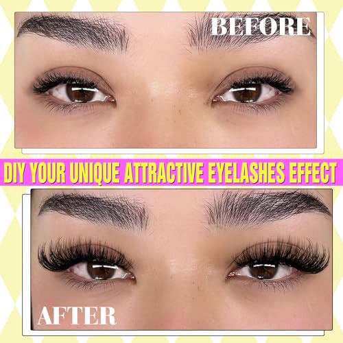 ALICE Fluffy Volume Lash Clusters Kit Lash Extension Kit Thick 3D Wispy DIY Eyelash Extension Kit with 220Pcs Mink Look Individual Lashes, Lash Bond and Remover,Tweezers(10-16mm,0.05D, D Curl) - Image 4