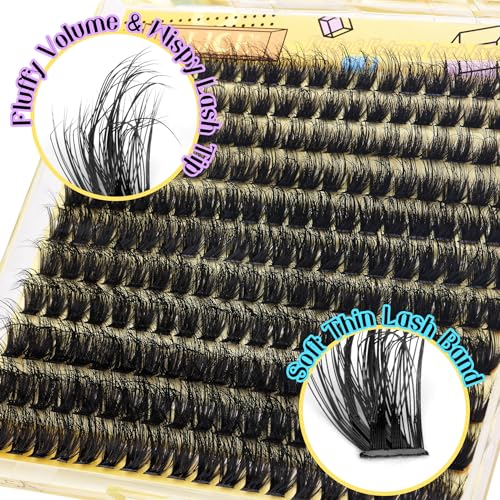 ALICE Fluffy Volume Lash Clusters Kit Lash Extension Kit Thick 3D Wispy DIY Eyelash Extension Kit with 220Pcs Mink Look Individual Lashes, Lash Bond and Remover,Tweezers(10-16mm,0.05D, D Curl) - Image 5