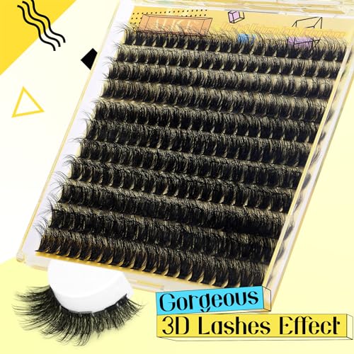 ALICE Fluffy Volume Lash Clusters Kit Lash Extension Kit Thick 3D Wispy DIY Eyelash Extension Kit with 220Pcs Mink Look Individual Lashes, Lash Bond and Remover,Tweezers(10-16mm,0.05D, D Curl) - Image 6