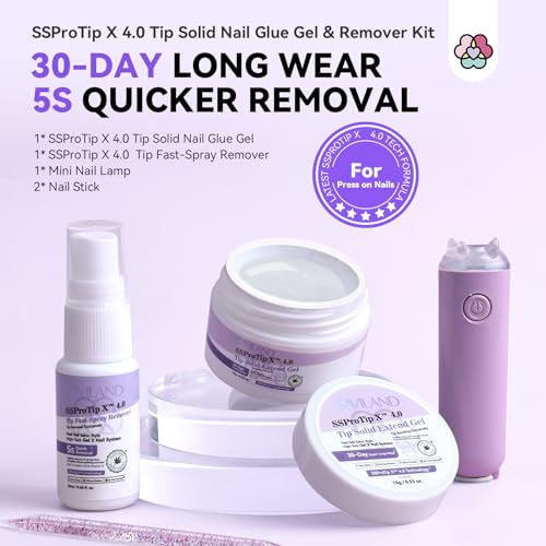 SAVILAND Solid Nail Glue Gel & Nail Glue Remover Kit: U V Light for Nails Complete Nails Tools for Press Ons Strong Nail Glue Gel Handheld Gel X Lamp for Gel Nails and Quick Press On Nail Remover - Image 2