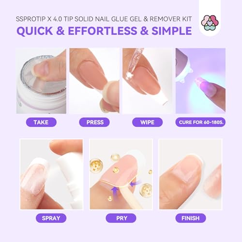 SAVILAND Solid Nail Glue Gel & Nail Glue Remover Kit: U V Light for Nails Complete Nails Tools for Press Ons Strong Nail Glue Gel Handheld Gel X Lamp for Gel Nails and Quick Press On Nail Remover - Image 6