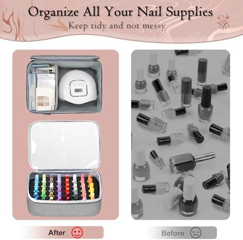 YOREPEK Nail Polish Organizer Case Holds 96 to 100+ Bottles (15ml/0.5 fl.oz) UV lamp, Extra Large Nail Polish Holder with Support Board for Easy Access, Gel Kit Bag For Manicure Tools, Grey - Image 5