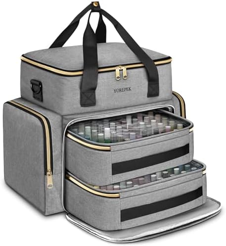 YOREPEK Nail Polish Organizer Case Holds 96 to 100+ Bottles (15ml/0.5 fl.oz) UV lamp, Extra Large Nail Polish Holder with Support Board for Easy Access, Gel Kit Bag For Manicure Tools, Grey - Image 8
