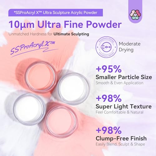 SAVILAND Acrylic Powder: 4PCS 1oz 30g Clear White Nudes Pink Colored Acrylic Nail Powder Keratin Acrylic Powder Set Professional Nail Powder for Nail Extension Carving 3D Nail Art Manicure Salon - Image 2