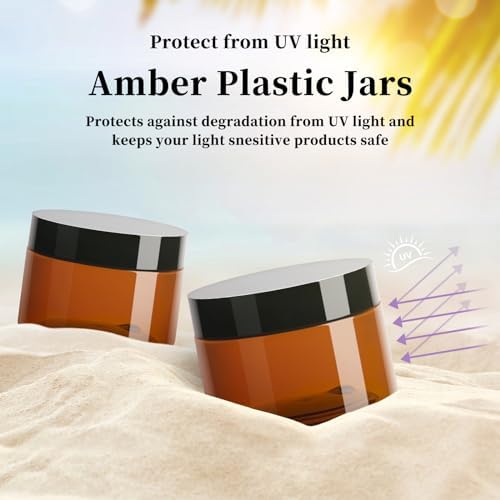 TUZAZO 4 Oz Amber Plastic Cosmetic Jars Leak Proof Small Container with lids for Cream, Lotion, Powder, Ointments, Beauty Products, 6 Pcs - Image 5