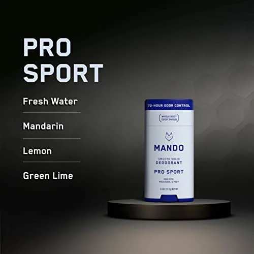 Mando Smooth Solid Stick (2.6 Ounce) + Acidified Body Wash (8.5 Ounce) - Clinically Proven to Block Odor All Day - Whole Body Safe For Pits, Packages + Feet (Pro Sport) - Image 3