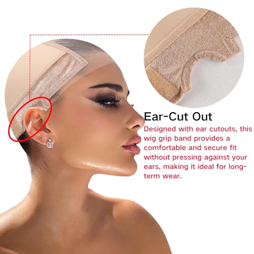 Lace Wig Grip Cap Women: 4x5 Transparent Swiss Lace Area - Non-slip Wig Gripper for Keeping Wigs Lace Front In Place - Stocking Dome Cap with Built In Elastic Headband (Light Brown) - Image 5