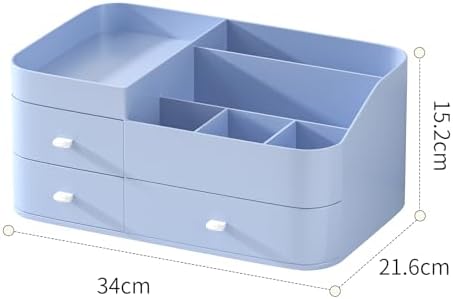 MIUOPUR Makeup Organizer for Vanity, Large Capacity Desk Organizer with Drawers for Cosmetics, Lipsticks, Jewelry, Nail Care, Skincare, Ideal for Bedroom and Bathroom Countertops - Large Blue - Image 6
