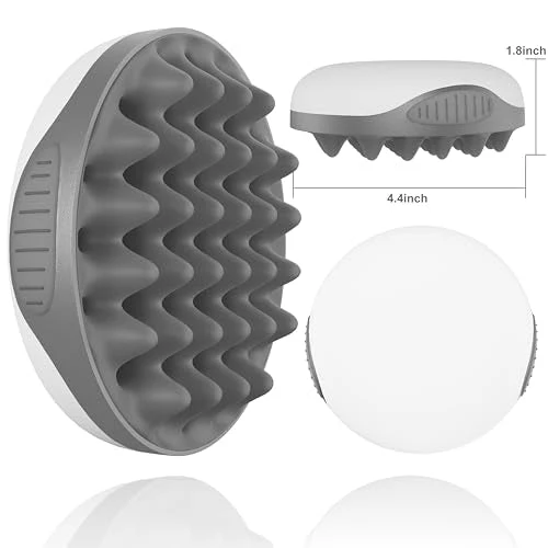 Silicone Hair Brush, Gray - Curly Hair Brush with Double-Sided Use, Different Sized Holes for Curling Afro and Short Hair, Non-Slip Twist Curl Comb for Men and Women, Travel Size - Image 2