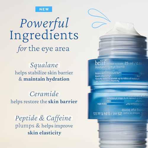 belif The True Cream Moisturizing Eye Bomb Eye Cream Firms and Reduces Fine Lines, Crow's Feet, and Wrinkles | New and Improved | Peptide | Ceramide | Squalane | K-Beauty - Image 4