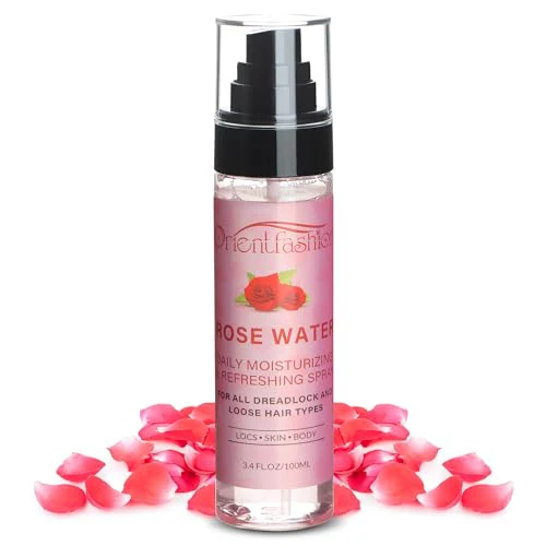 Moisturizing Refreshing Spray for Locs - Rose Water and Peppermint Hair Scalp Moisturizer Natural Loc Care and Maintenance (Rose, 3.4 Fl oz)