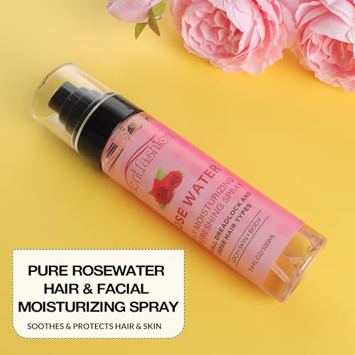 Moisturizing Refreshing Spray for Locs - Rose Water and Peppermint Hair Scalp Moisturizer Natural Loc Care and Maintenance (Rose, 3.4 Fl oz) - Image 6