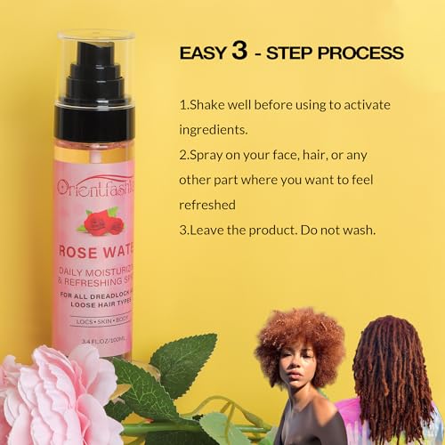 Moisturizing Refreshing Spray for Locs - Rose Water and Peppermint Hair Scalp Moisturizer Natural Loc Care and Maintenance (Rose, 3.4 Fl oz) - Image 7
