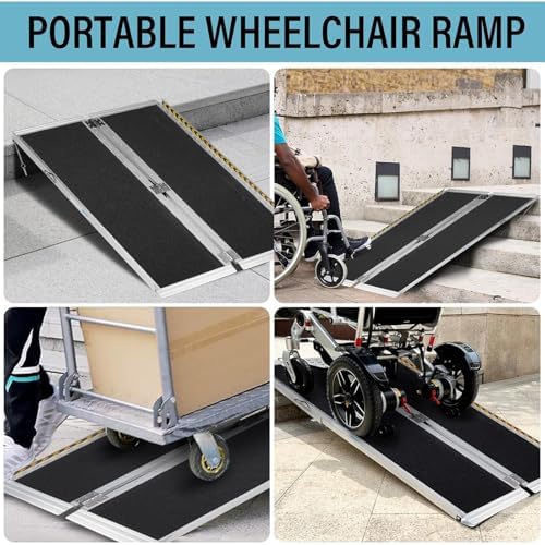 MOTORHOT 2ft Portable Wheelchair Ramp Non-Slip Aluminum Folding Handicap Home Steps Scooter Door Threshold Ramp for 2 inch -6 inch Step Heights 600 lbs Capacity 28in Wide,Black - Image 7
