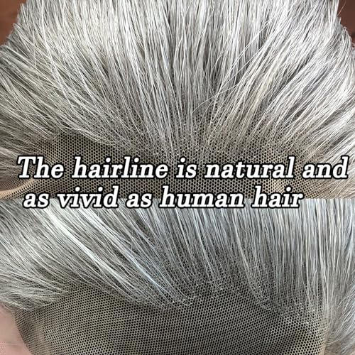 BTWTRY Gray Wig Long Straight Grandma Grey Synthetic Lace Front Wigs Pre Plucked Natural Hairline for Black Women Heat Resistant Fiber Hair Cosplay Daily Wear Wig (Grandma Grey) - Image 4