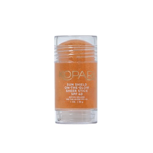 Kopari Sun Shield On-The-Glow Sheer Sunscreen Stick SPF 40, Sweat and Water Resistant Roll On Sunscreen For Face and Body with Vitamin E and Bisobolol, 1oz