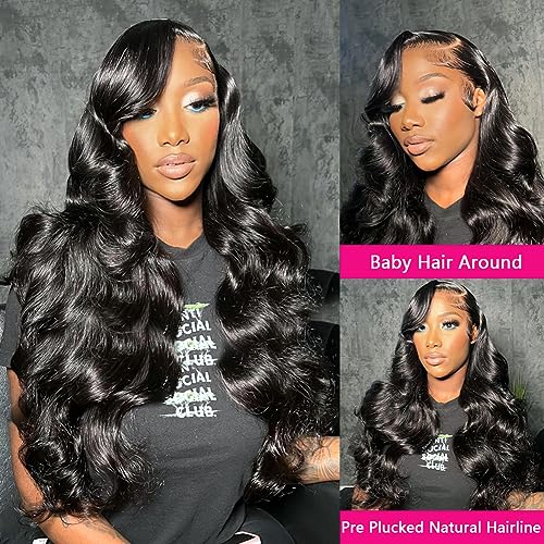 13x6 Body Wave Lace Front Wigs Human Hair Pre Plucked Glueless Wigs Human Hair 180% Density HD Transparent Lace Frontal Wigs Human Hair for Black Women Body Wave Wig 20 Inch - Image 3