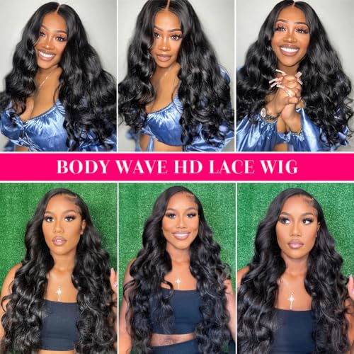 13x6 Body Wave Lace Front Wigs Human Hair Pre Plucked Glueless Wigs Human Hair 180% Density HD Transparent Lace Frontal Wigs Human Hair for Black Women Body Wave Wig 20 Inch - Image 7