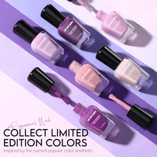 Morovan Nail Polish Set Fingernail: Lilac Light Purple Quick Dry Nail Polish Kit 0.25oz Lavender Regular Nail Polish Pack Glossy Finger Nail Polish Gifts for Women - Image 3