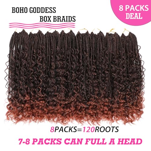 Wodun 10inch Goddess Box Braids Crochet Hair Box Braids Crochet Hair For Black Women Pre Looped Crochet Hair with Curly Ends Bohemian Crochet Box Braids Crochet Hair - Image 3