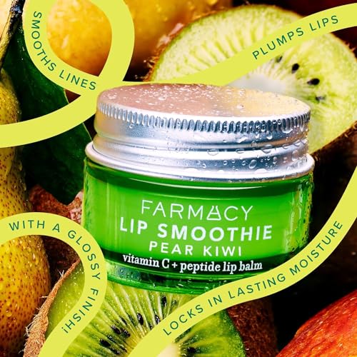 Farmacy Peptide Lip Balm - Lip Smoothie Hydrating Lip Balm with Vitamin C to Visibly Plump + Smooth Lip Lines - Nourishing Lip Treatment with a High-Gloss Finish - Pear Kiwi (10g) - Image 6