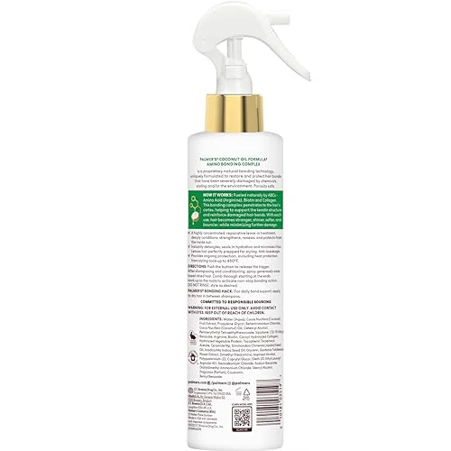 Palmer's Amino Bonding Complex Hair Treatment, Leave-In Conditioner Spray with Coconut Oil & Vitamin E, Heat Protectant, Anti Frizz, Strengthens & Protects Hair Growth, All Hair Types, 6.7 fl. oz - Image 10