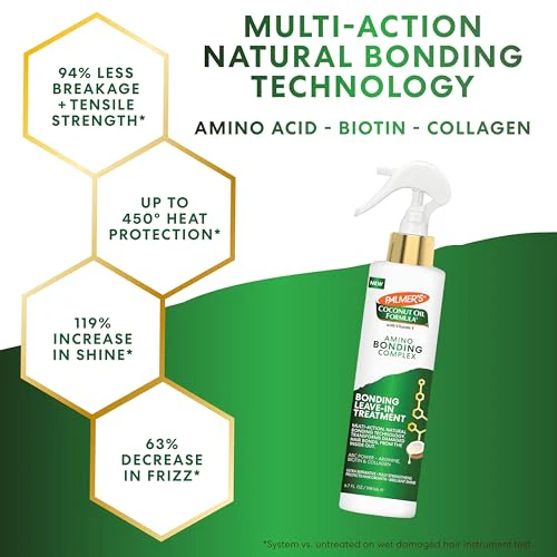 Palmer's Amino Bonding Complex Hair Treatment, Leave-In Conditioner Spray with Coconut Oil & Vitamin E, Heat Protectant, Anti Frizz, Strengthens & Protects Hair Growth, All Hair Types, 6.7 fl. oz - Image 4