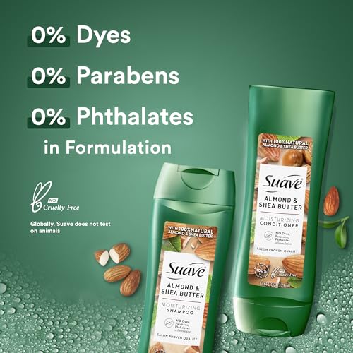 Suave Shampoo and Conditioner Set, Almond & Shea Butter - Moisturizing Shampoo & Conditioner, Dry Hair Treatment, Scented, 12.6 Oz Ea (2 Piece Set) - Image 4