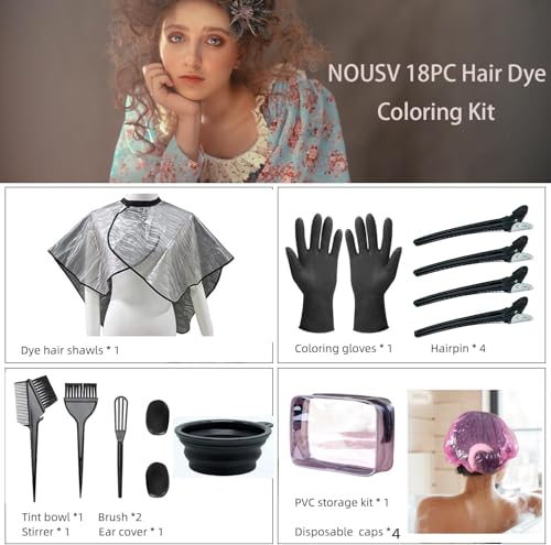 Hair Dye Kit 18 Pieces Hair Coloring Kit, Hair Tinting Bowl, Hair agitator, Dye Brush, Ear Cover, Hairpin, Hair Coloring Cape For Hair Coloring Hair Dye Tools and DIY at Home - Image 2