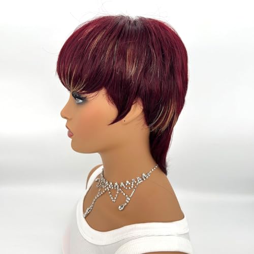 FCHW Short Pixie Cuts Wigs For Black Women Mullet Wig for Black Women Short Straight Black Ladies Wigs Synthetic Short Wigs For Black Women African American Women Wigs (21889) - Image 3