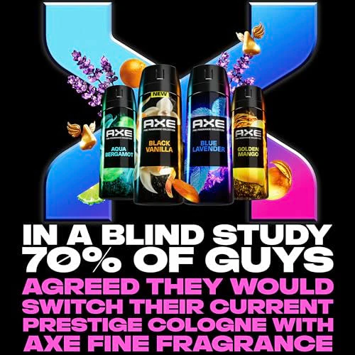 AXE Fine Fragrance Collection Premium Deodorant Body Spray for Men - Variety Pack - Blue Lavender, Aqua Bergamot, Golden Mango, & Black Vanilla - Pack of 4 72H Odor Protection, Aluminum Free, 4 oz - Image 2