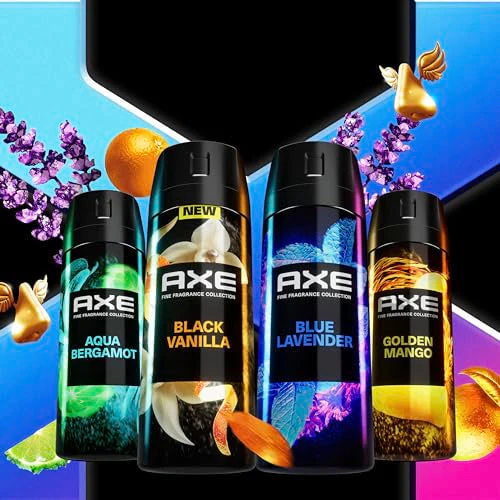 AXE Fine Fragrance Collection Premium Deodorant Body Spray for Men - Variety Pack - Blue Lavender, Aqua Bergamot, Golden Mango, & Black Vanilla - Pack of 4 72H Odor Protection, Aluminum Free, 4 oz - Image 3