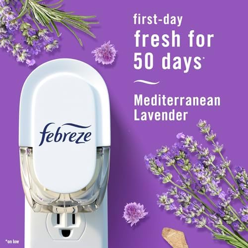Febreze Odor-Fighting Fade Defy PLUG Air Freshener,Downy April Fresh, Mediterranean Lavender, .87 fl. oz. Oil Refills, 4 Refills (2 of Each) - Image 8
