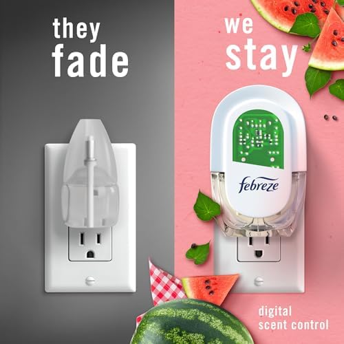 Febreze Odor-Fighting Fade Defy PLUG Air Freshener, Southern Lilac Mornings, Sweet Watermelon Vine, Pack of 4 (2 of Each), .79 fl. oz. Oil Refill - Image 6