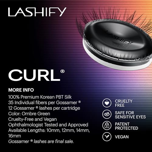 Lashify Curl 14mm Gossamer Eyelash Extensions Refill in Ombre Green, Easy DIY False Lashes for a Natural Look - Image 6